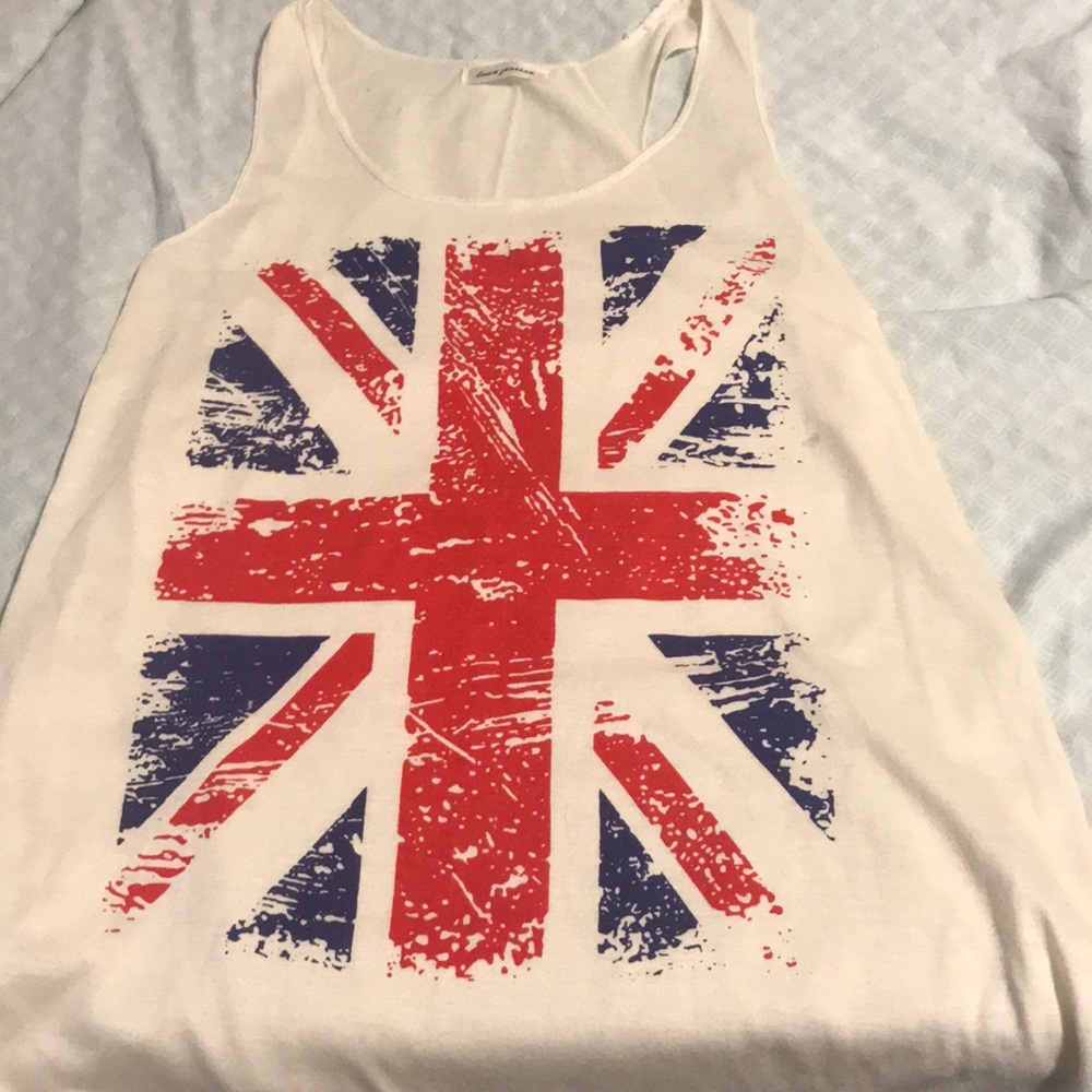 British flag on a white tank top